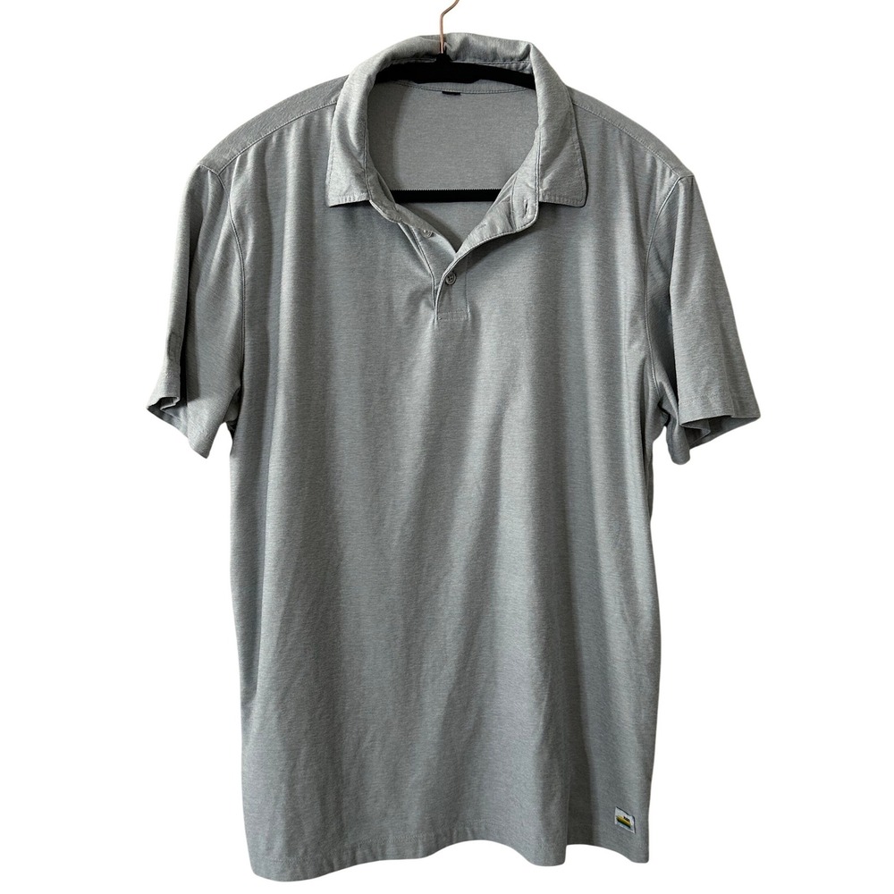 Vuori Mens Strato‎ Tech Polo Heather Grey Short Sleeve Performance Shirt XL